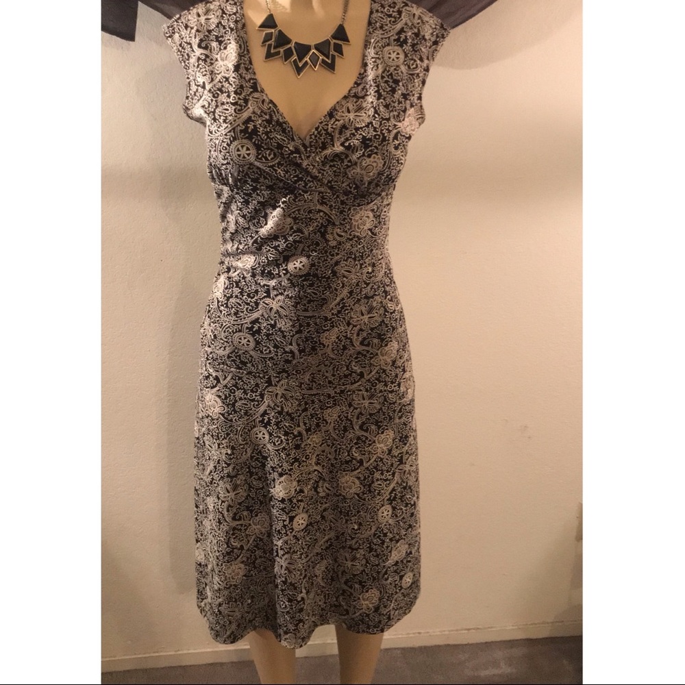 Dark Cream and Black Form Fitting Dress
